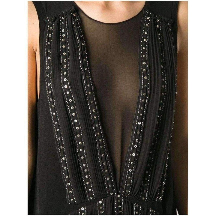 Black Embellished Silk Cocktail Dress