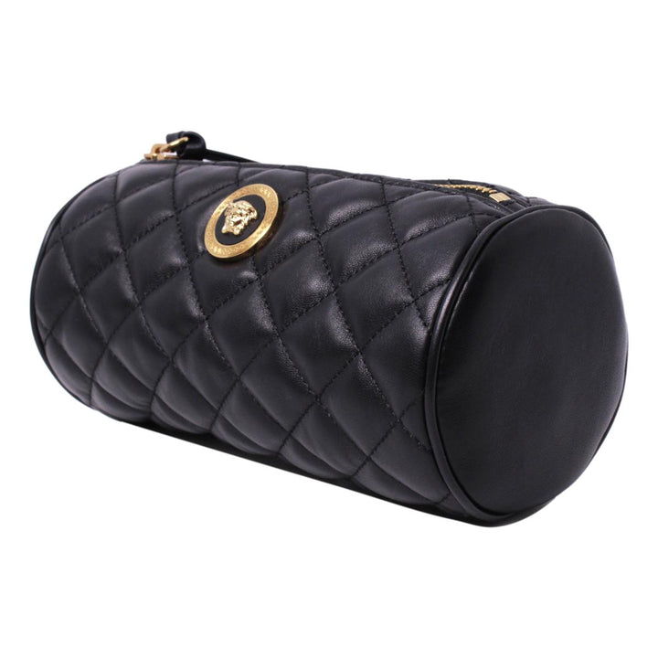 Versace Black Leather Medusa Quilted Cosmetic Bag DP8I171S