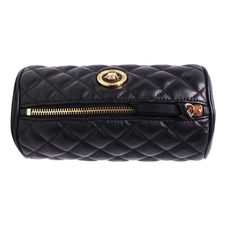 Versace Black Leather Medusa Quilted Cosmetic Bag DP8I171S