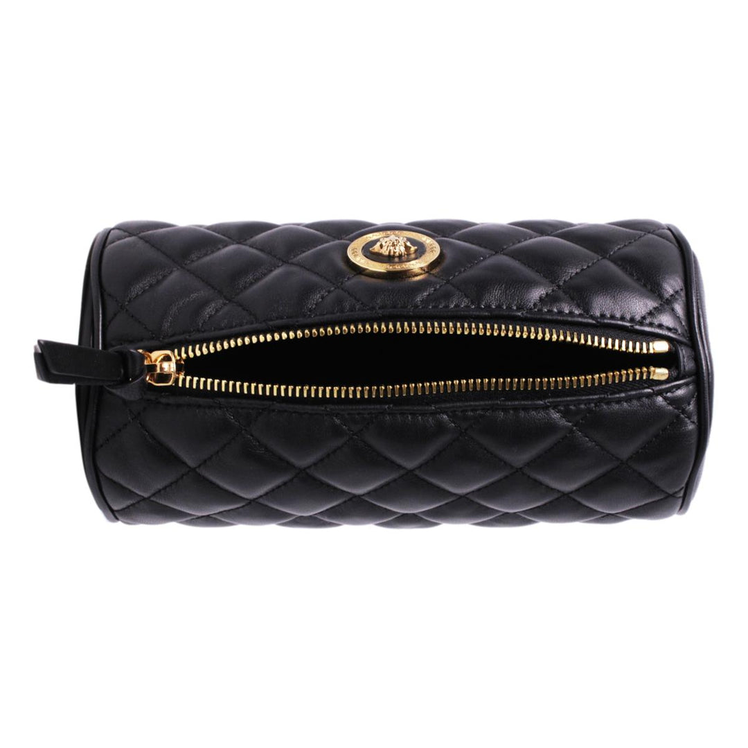 Versace Black Leather Medusa Quilted Cosmetic Bag DP8I171S
