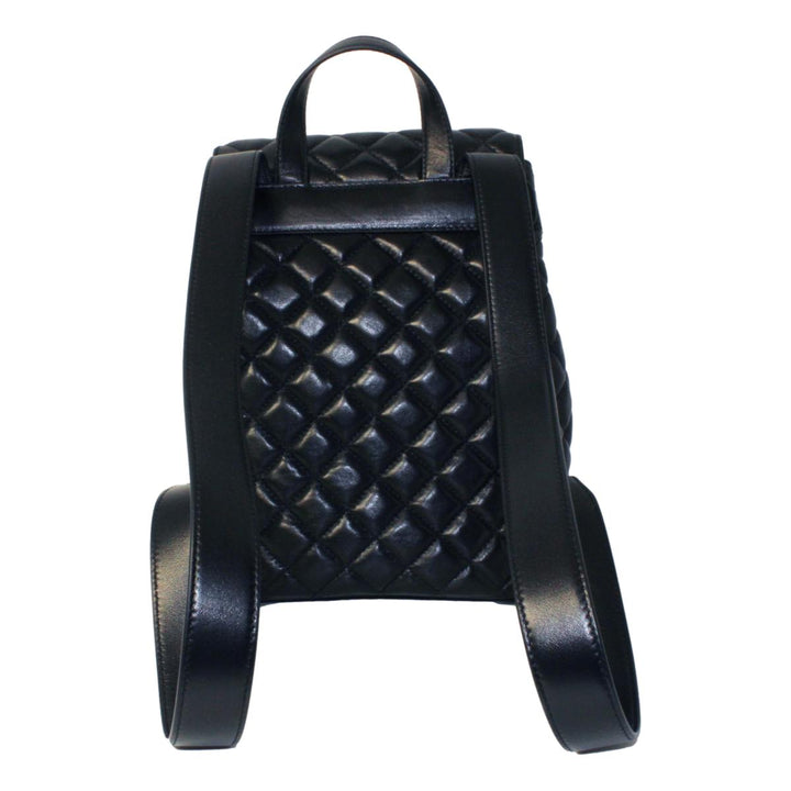 Versace Black Leather Medusa Quilted Flap Backpack DBFI160S