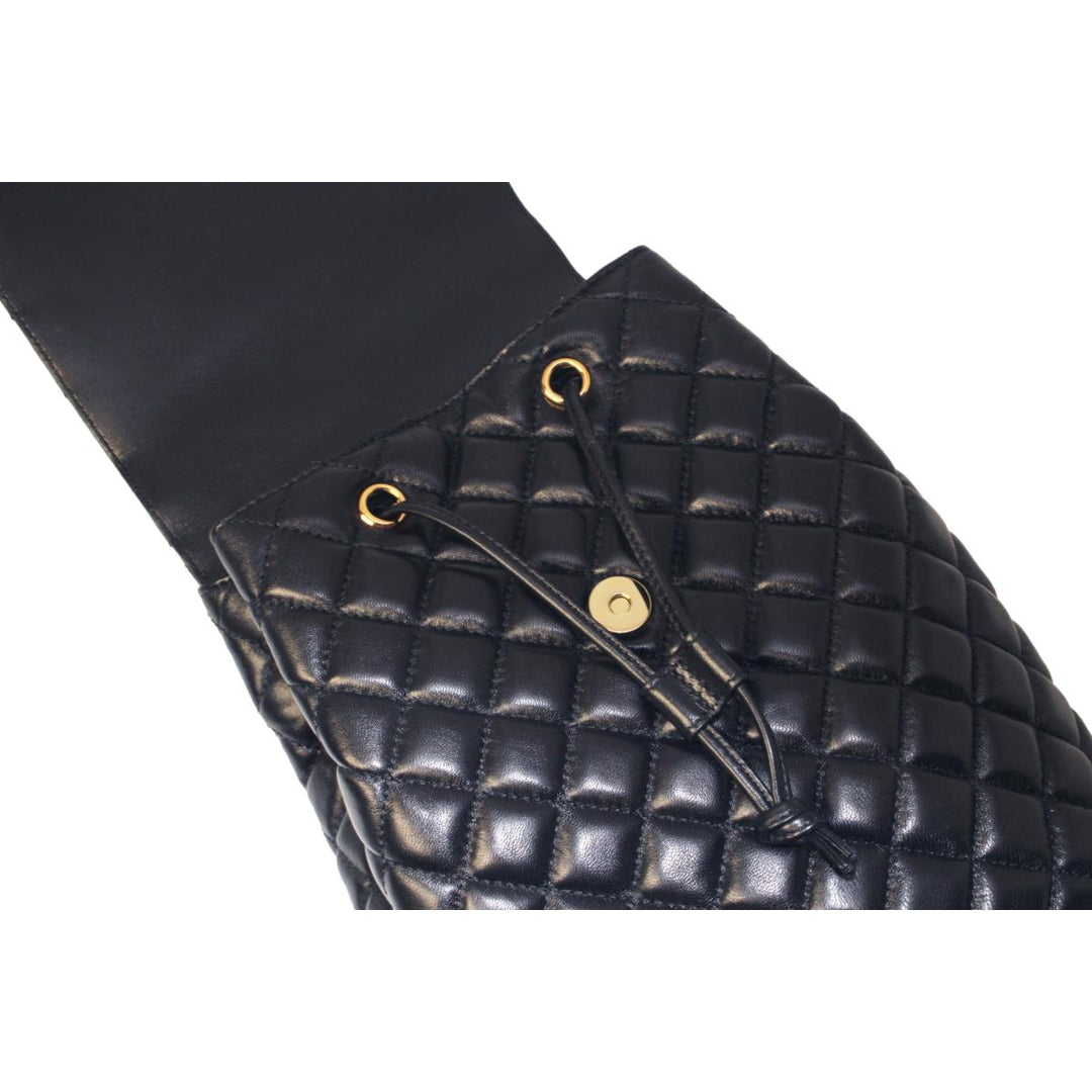 Versace Black Leather Medusa Quilted Flap Backpack DBFI160S