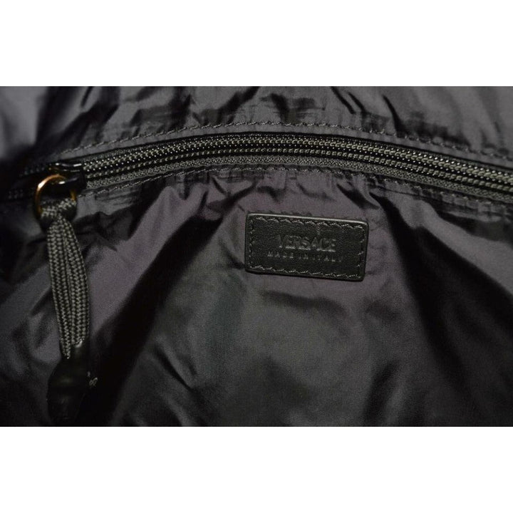 Versace Black Nylon Barocco Signature Print Drawstring Backpack 1002893