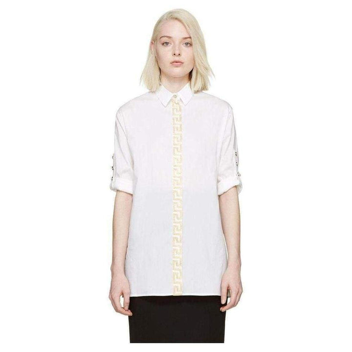 Embroidered White Placket Shirt