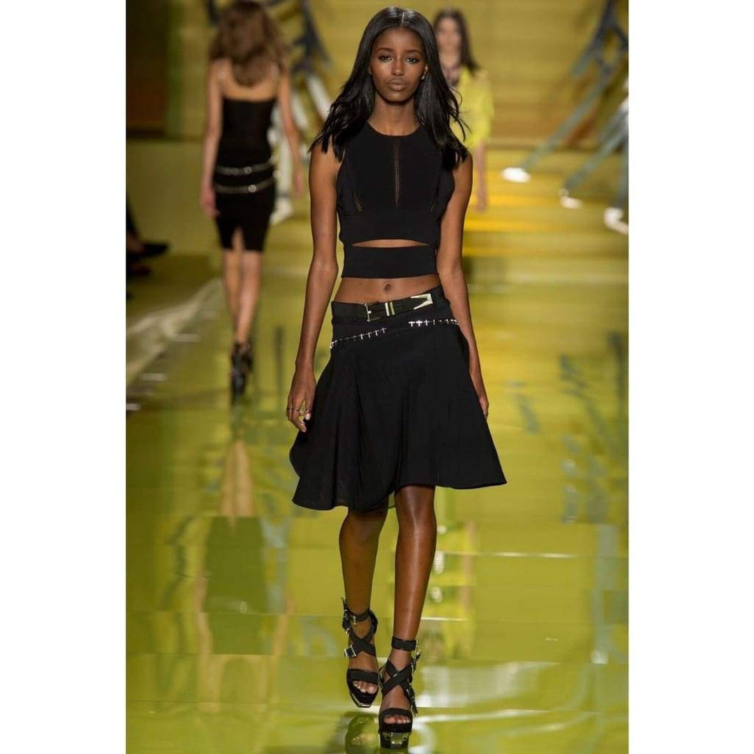 Flared Embellished Stretch Woven Skirt