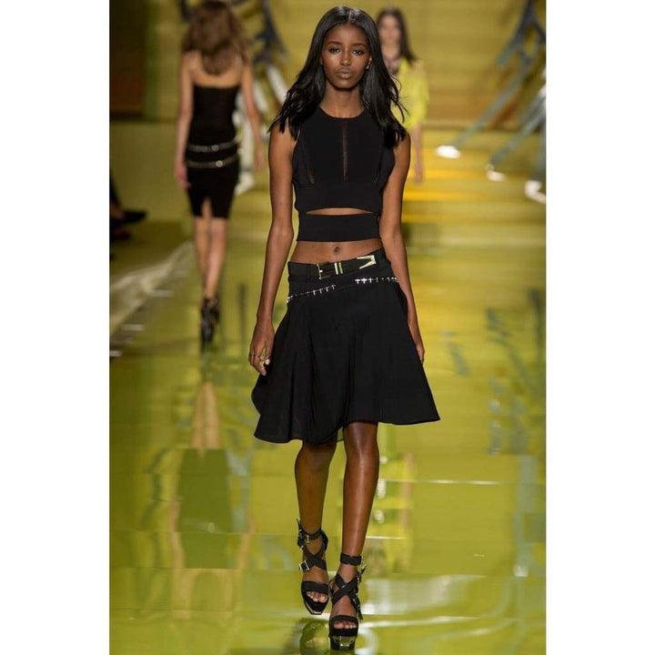 Flared Embellished Stretch Woven Skirt