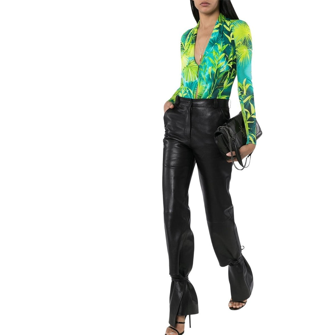 Jungle Print Crepe Jersey Bodysuit