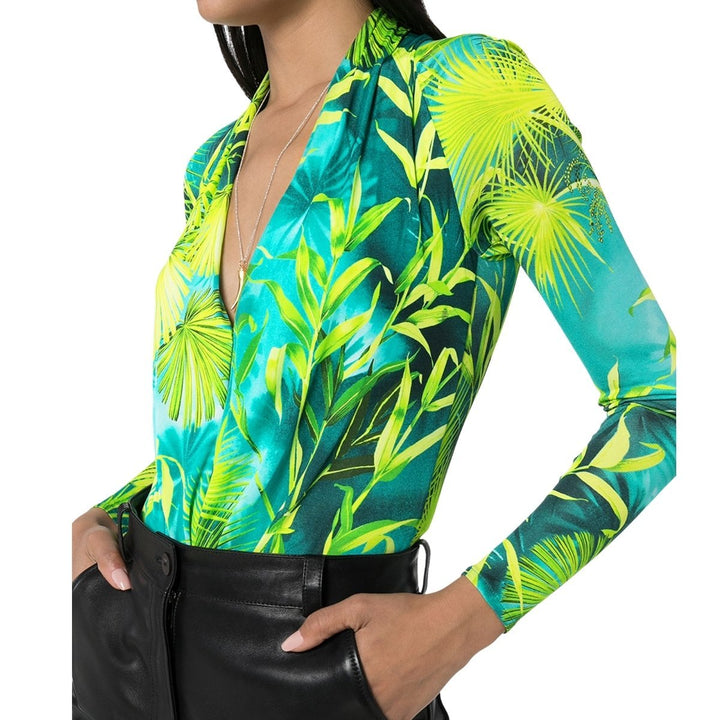Jungle Print Crepe Jersey Bodysuit
