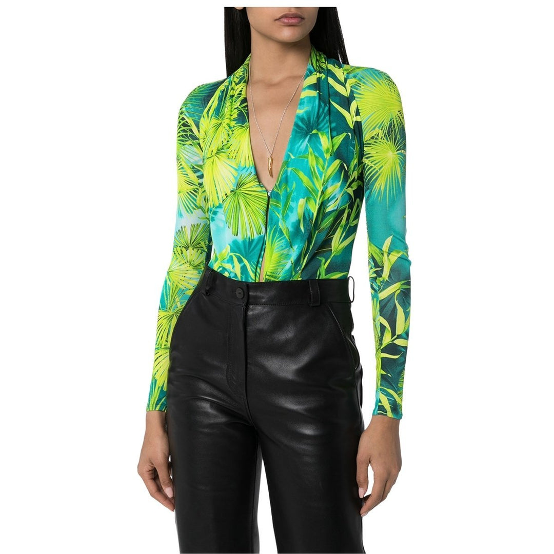 Jungle Print Crepe Jersey Bodysuit