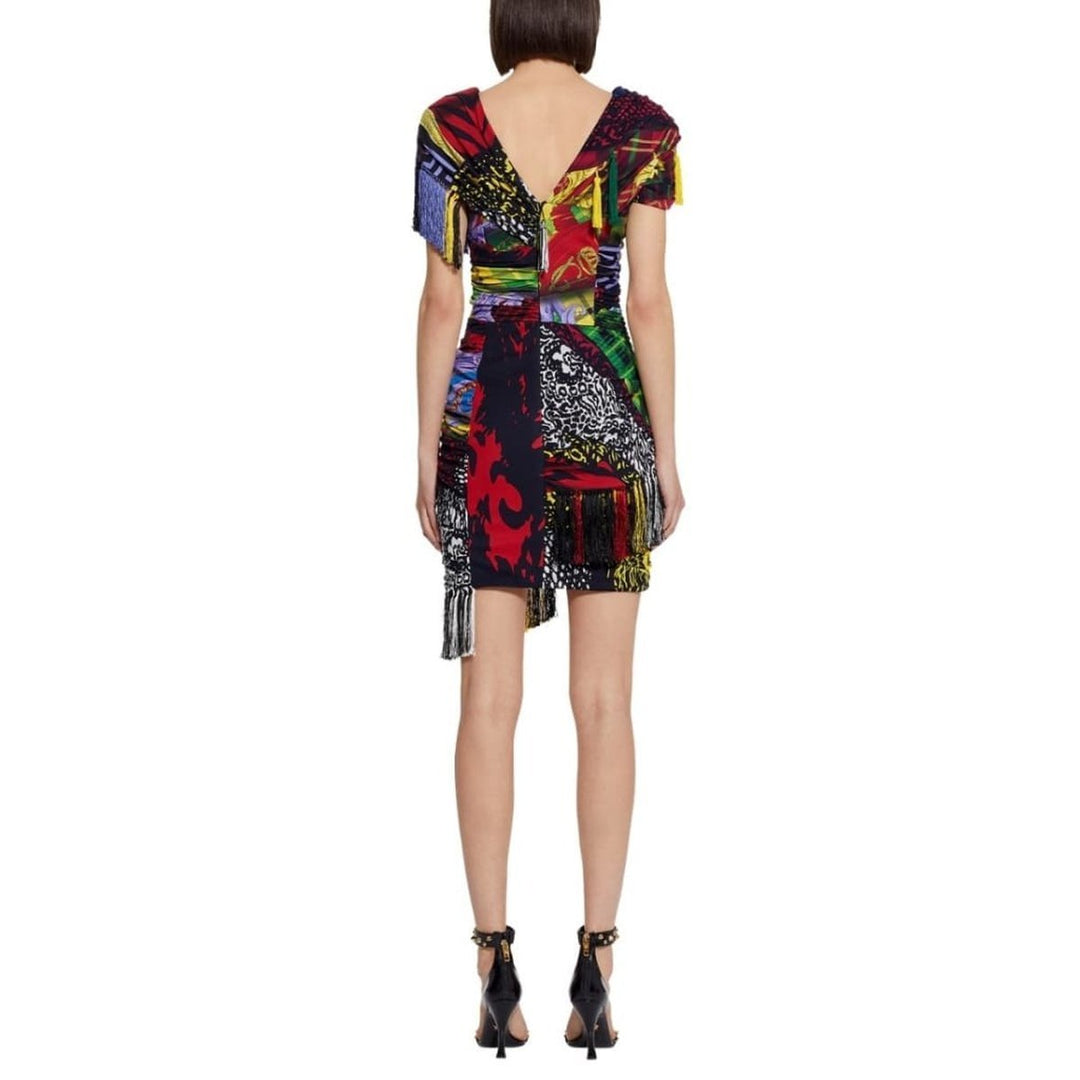 Mega Mix Print Fringe Mini Dress