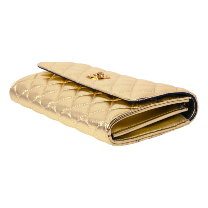 Versace Metallic Gold Leather Medusa Chain Wallet Bag DBSI159S