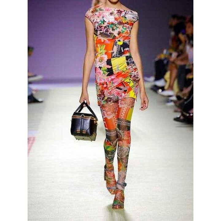 Sheer Printed Stretch Tulle Leggings