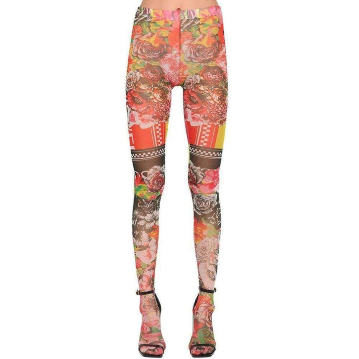 Versace-Sheer Printed Stretch Tulle Leggings - Runway Catalog
