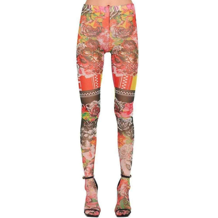 Versace-Sheer Printed Stretch Tulle Leggings - Runway Catalog