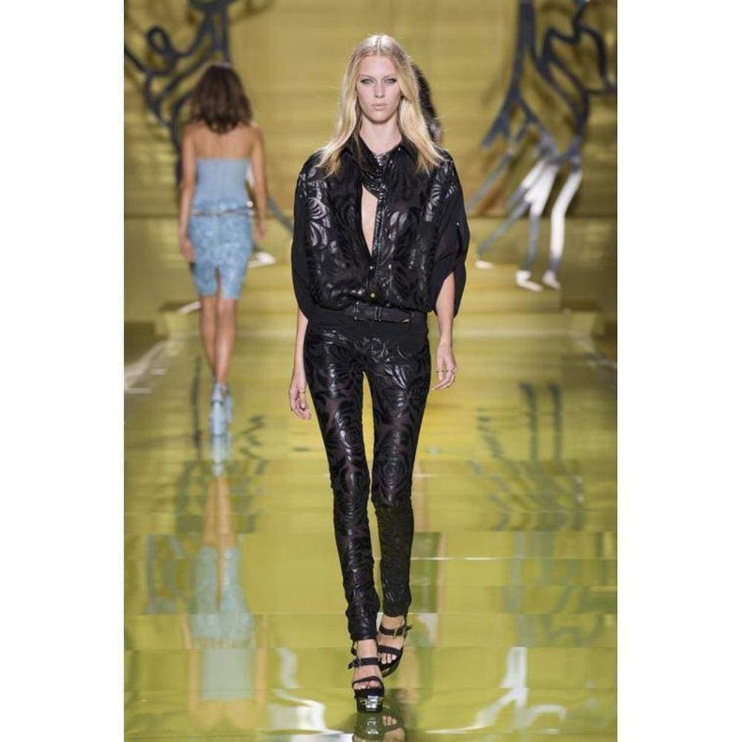 Silk Cut Out Leather Applique Shirt