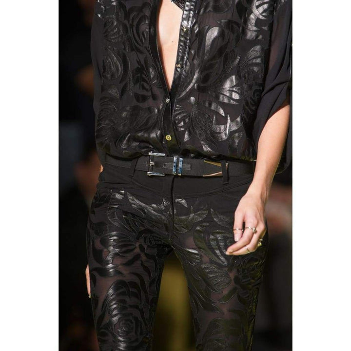 Silk Cut Out Leather Applique Shirt