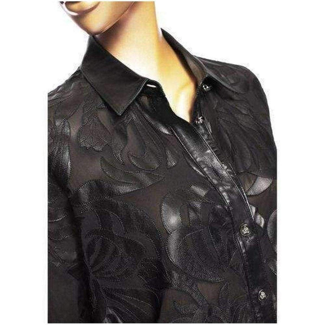 Silk Cut Out Leather Applique Shirt