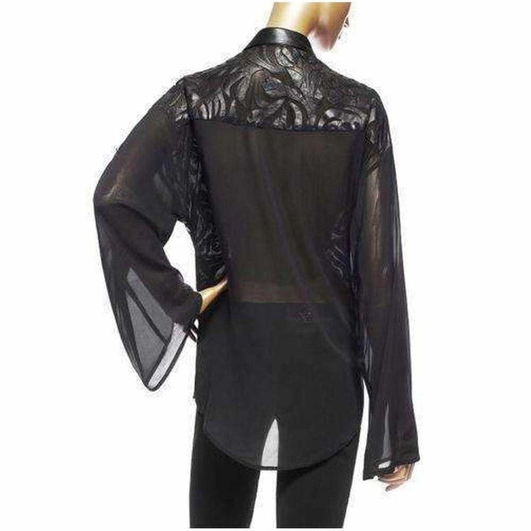 Silk Cut Out Leather Applique Shirt
