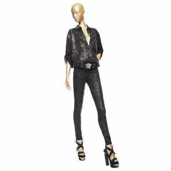 Silk Cut Out Leather Applique Shirt