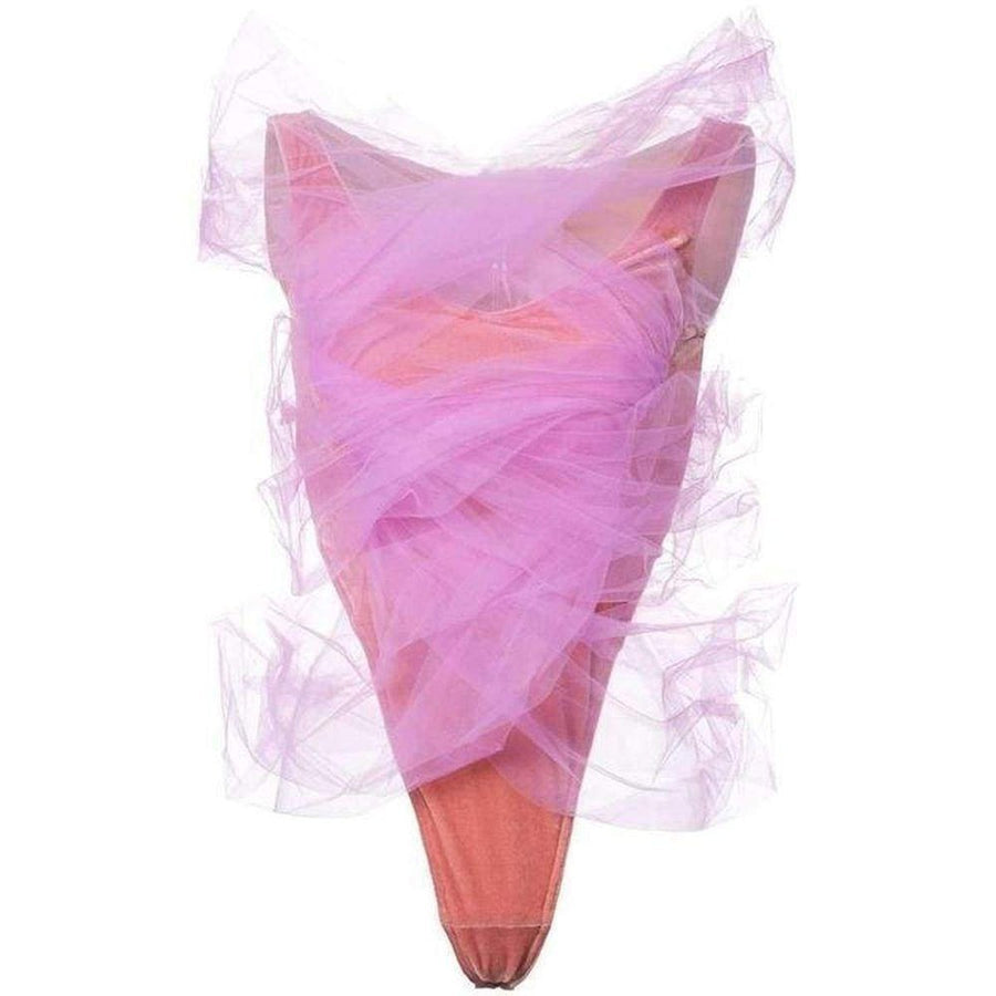 Y/Project-Pink Tulle Layer Second Skin Bodysuit - Runway Catalog
