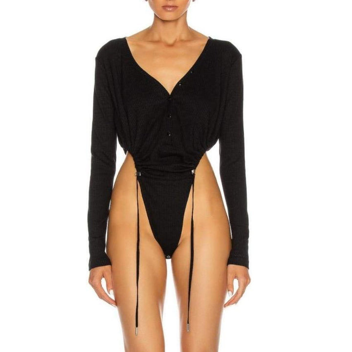Stretch Cotton Toggle-tie Bodysuit