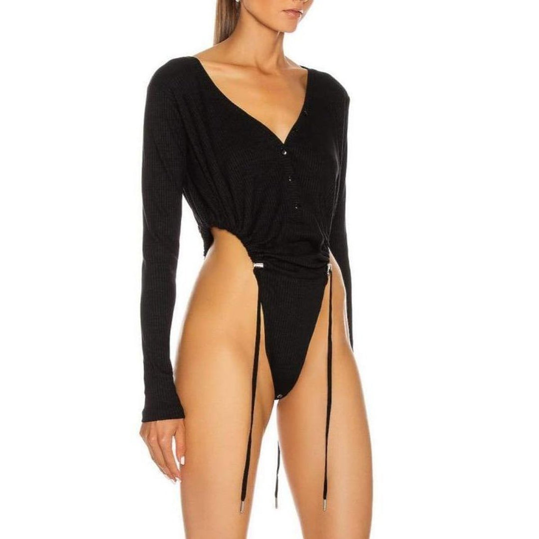 Stretch Cotton Toggle-tie Bodysuit