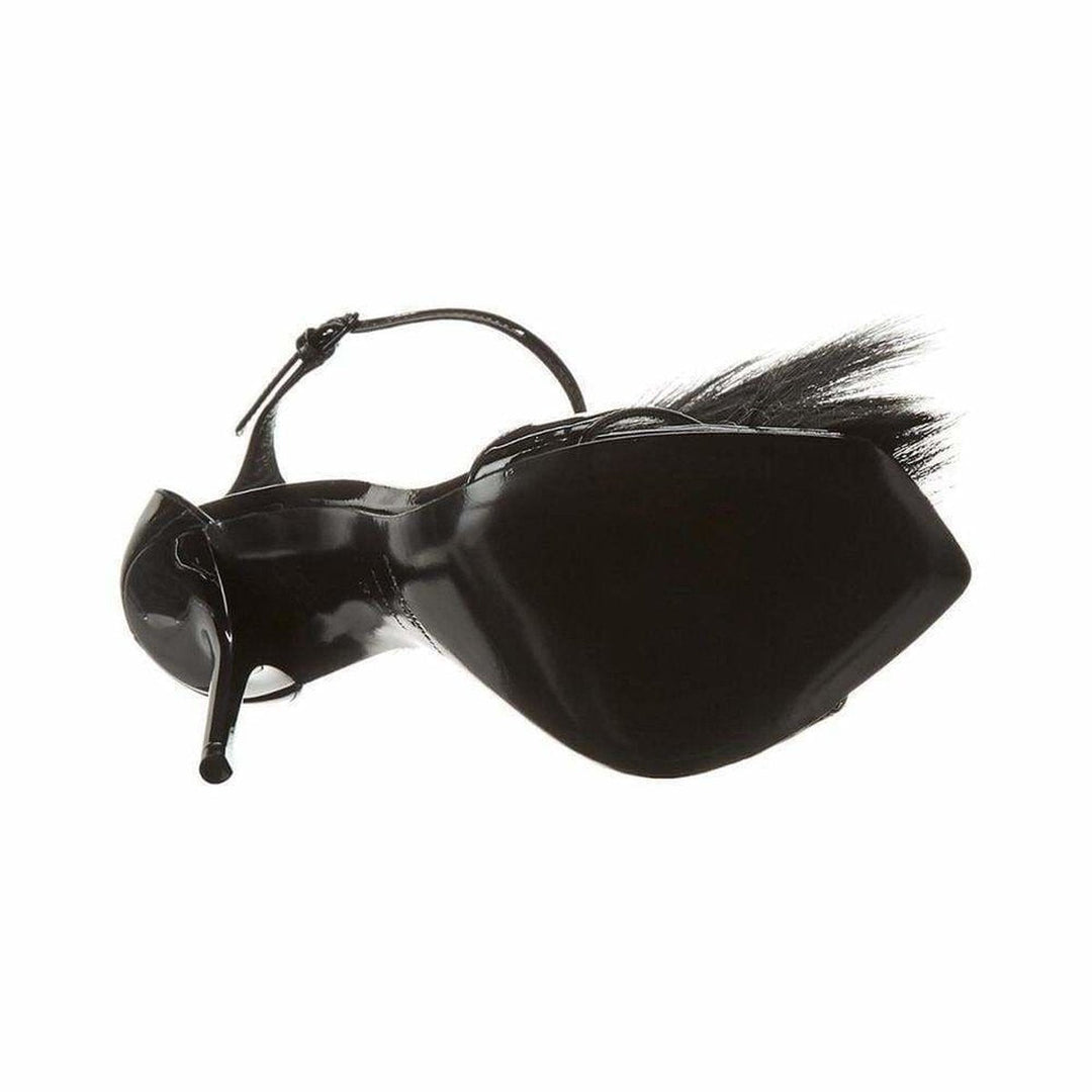 Black Pierre Patent Fur Sandal