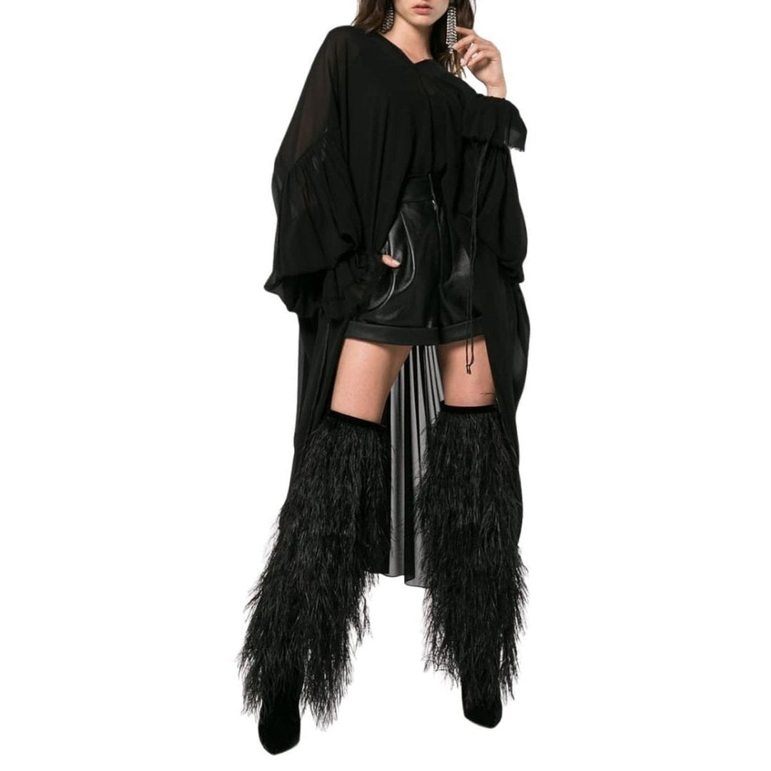Black Yeti 110 Ostrich Feather Over-the-knee Boots
