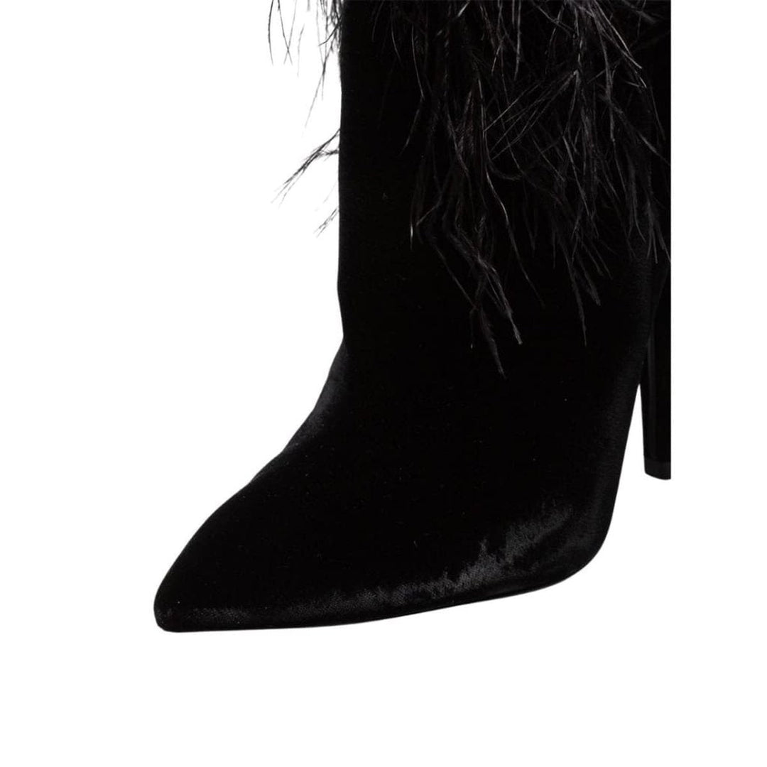 Black Yeti 110 Ostrich Feather Over-the-knee Boots