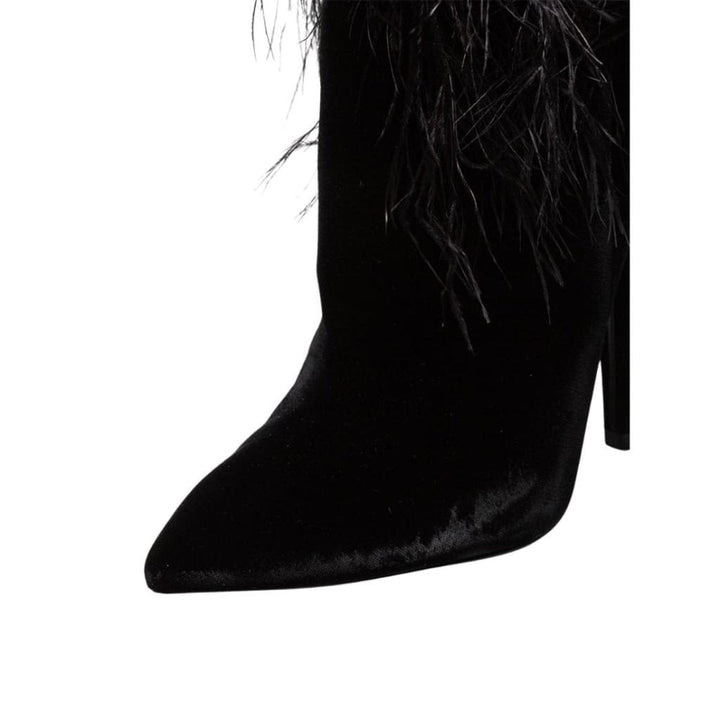 Black Yeti 110 Ostrich Feather Over-the-knee Boots