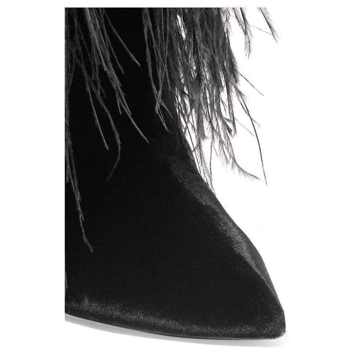Black Yeti 110 Ostrich Feather Over-the-knee Boots