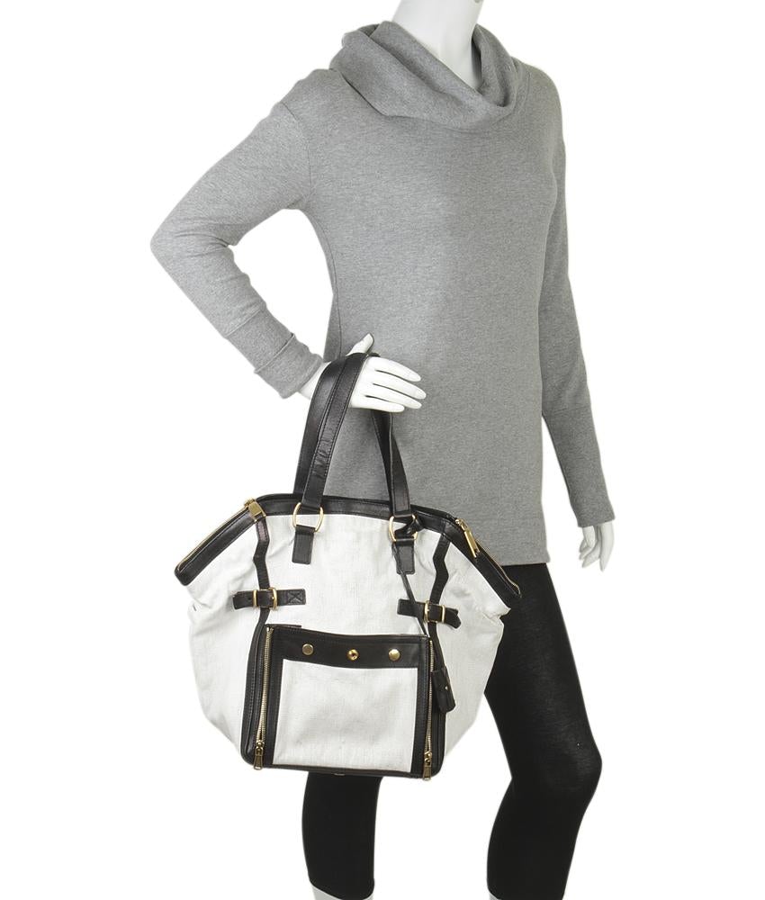 Yves Saint Laurent Downtown Black & Beige Shoulder Bag