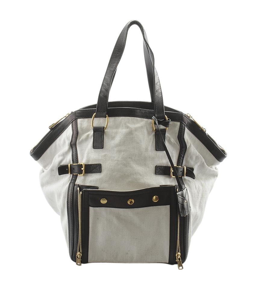 Yves Saint Laurent Downtown Black & Beige Shoulder Bag