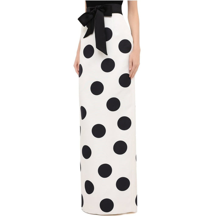High Waist Polka Dot Silk Twill Skirt