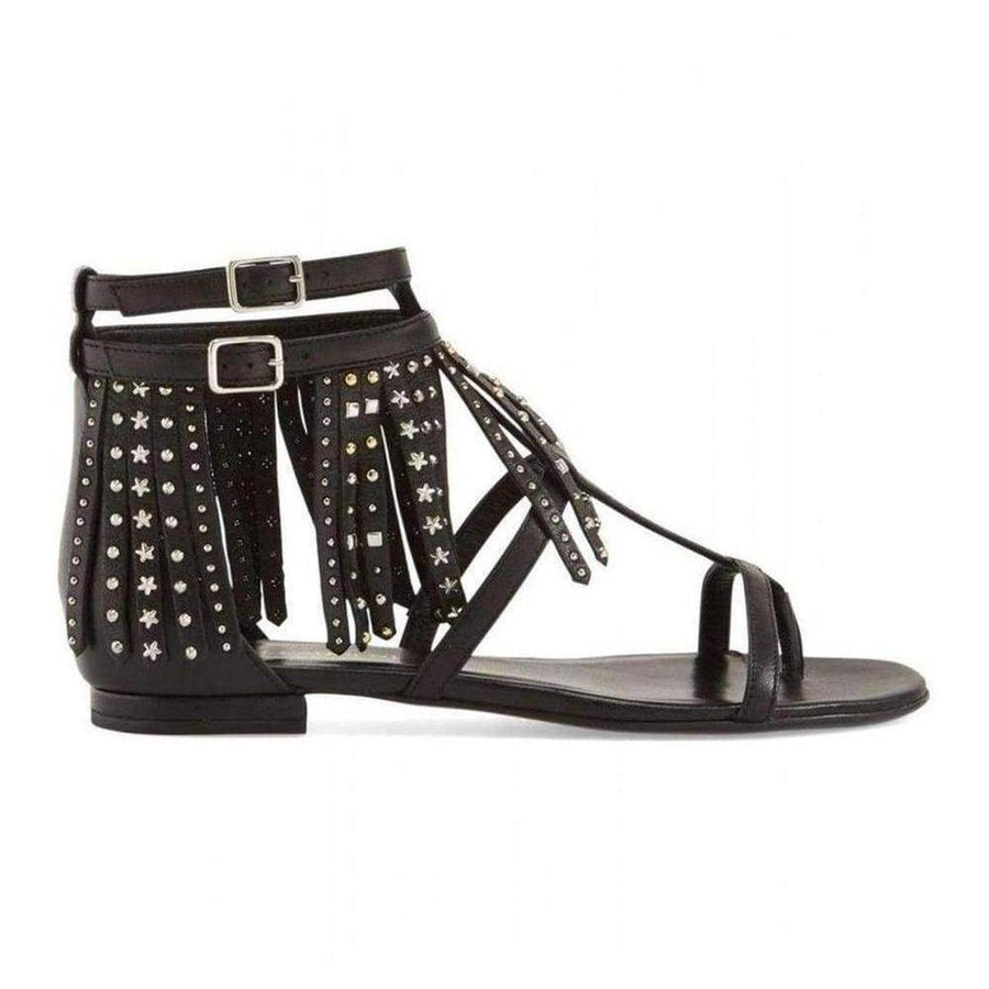 Yves Saint Laurent-Leather Fringe Sandals - Runway Catalog