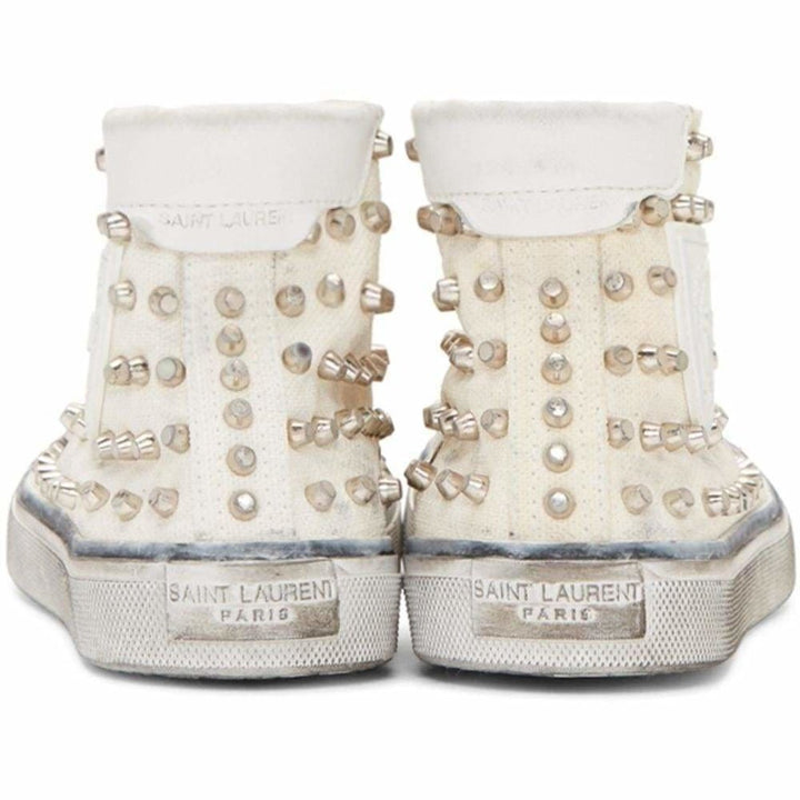 White Studded Bedford High-Top Sneakers