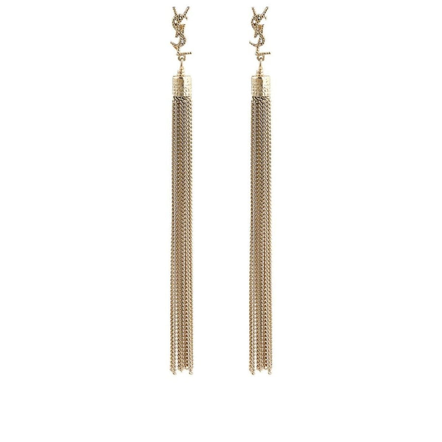 Yves Saint Laurent-YSL Monogram Chain Drop Earrings - Runway Catalog