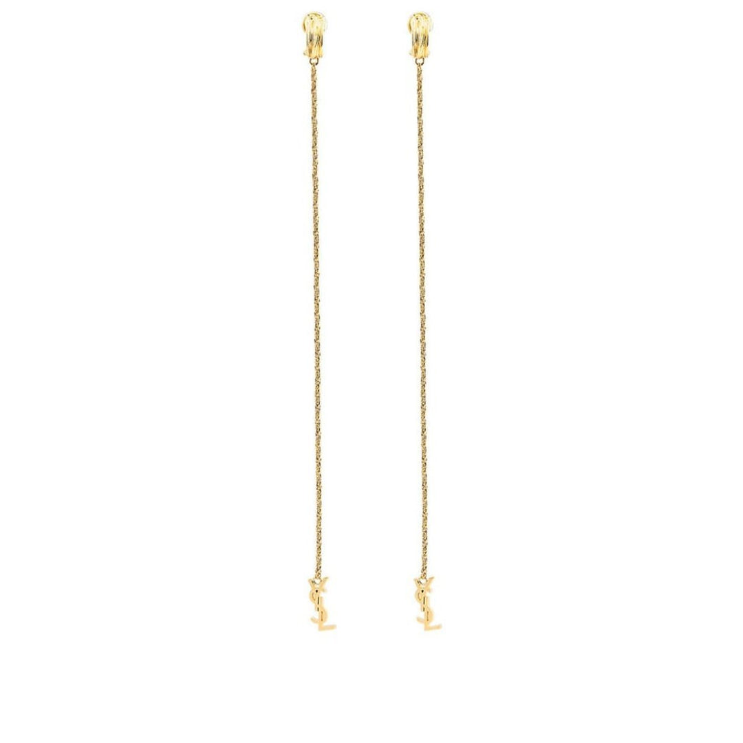 YSL Monogram Long Chain Drop Earrings