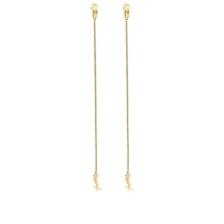 YSL Monogram Long Chain Drop Earrings
