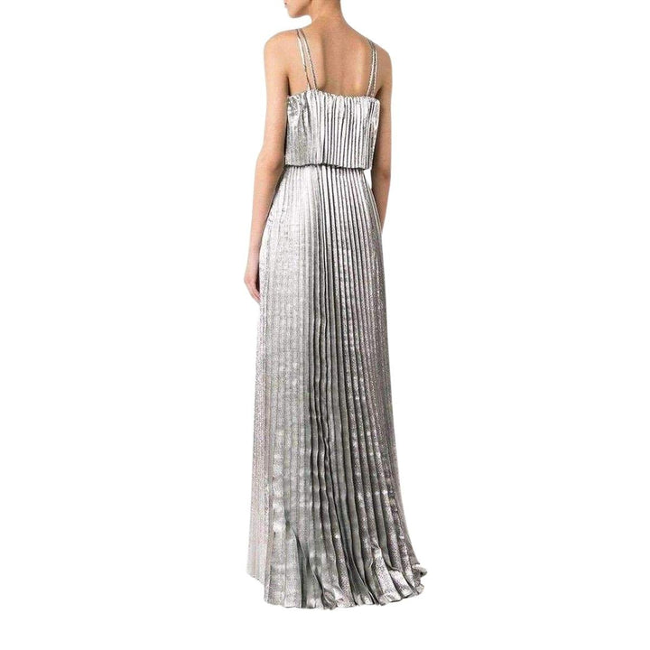 Ashley Spaghetti Tiered Silver Gown