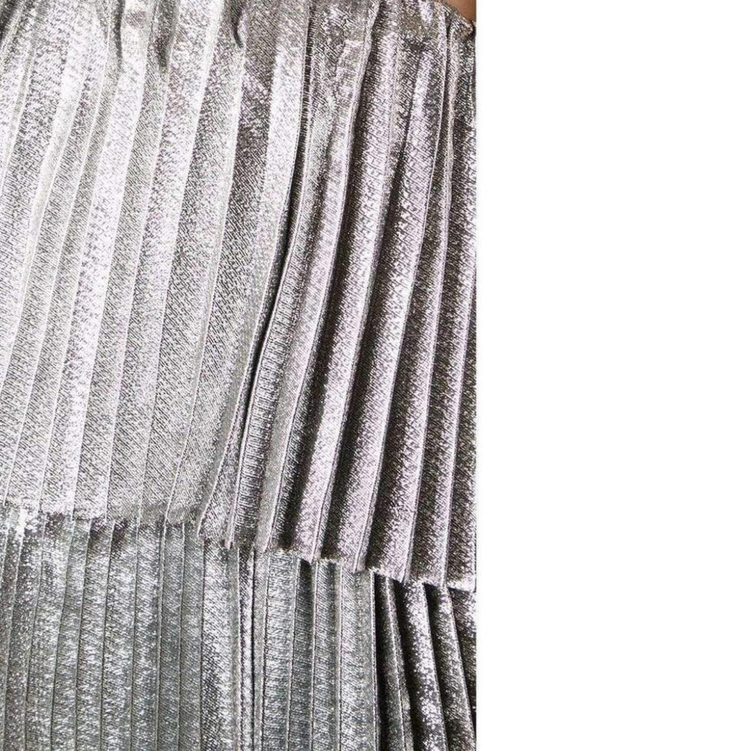 Ashley Spaghetti Tiered Silver Gown