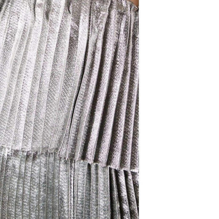 Ashley Spaghetti Tiered Silver Gown