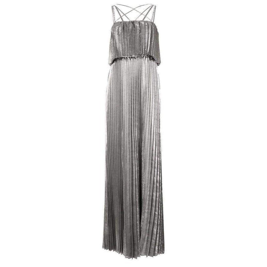 Zac Posen-Ashley Spaghetti Tiered Silver Gown - Runway Catalog