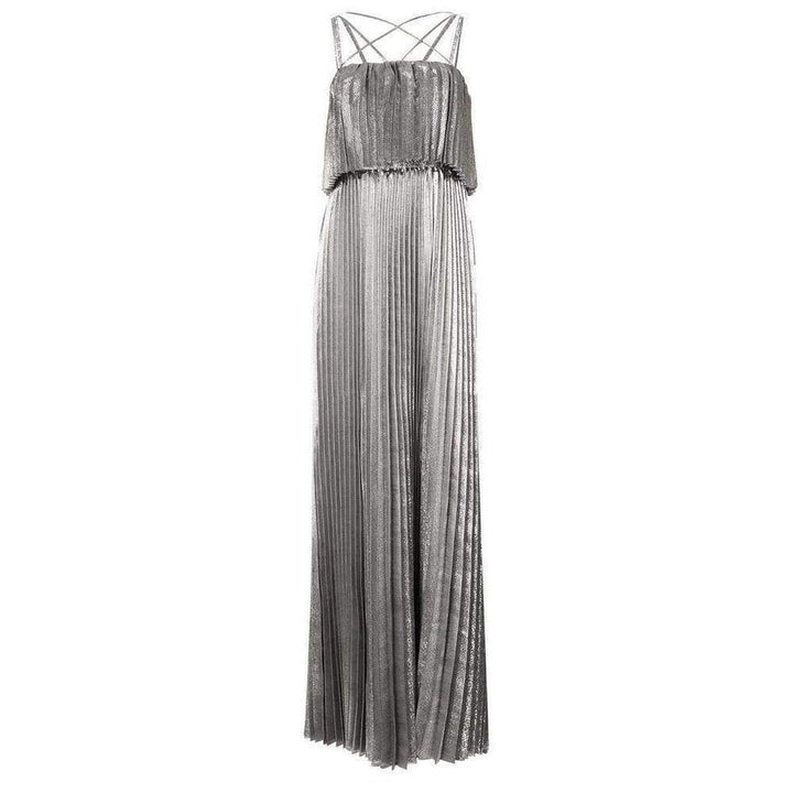 Zac Posen-Ashley Spaghetti Tiered Silver Gown - Runway Catalog