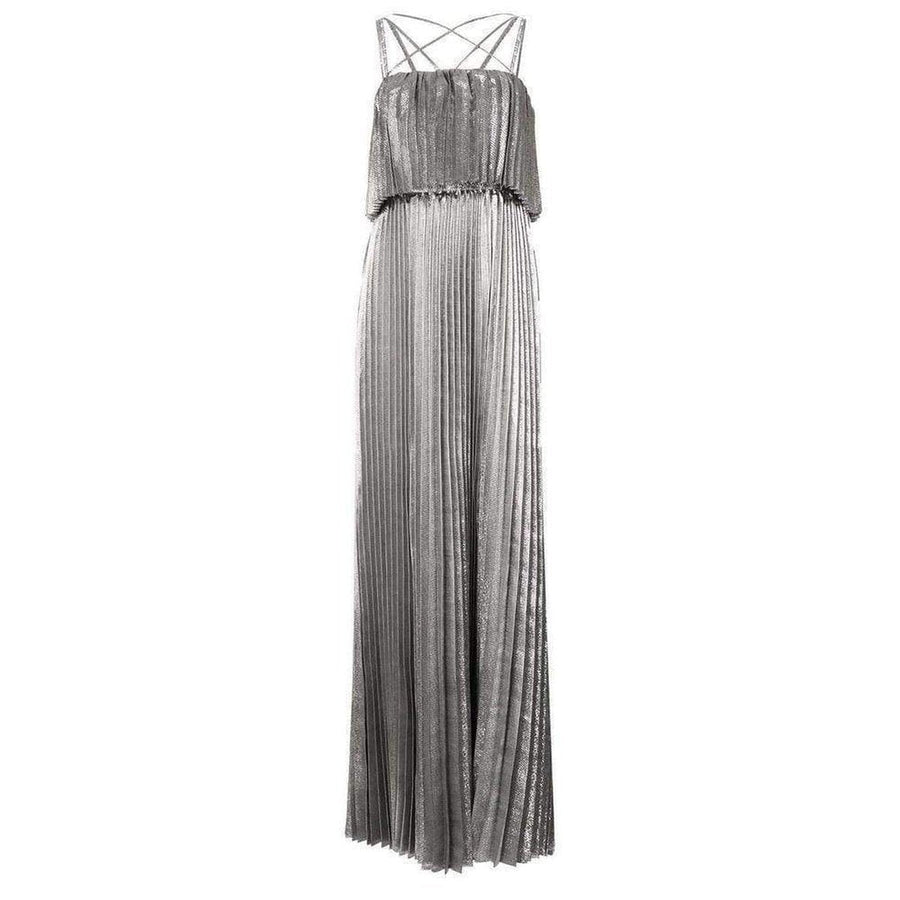 Zac Posen-Ashley Spaghetti Tiered Silver Gown - Runway Catalog