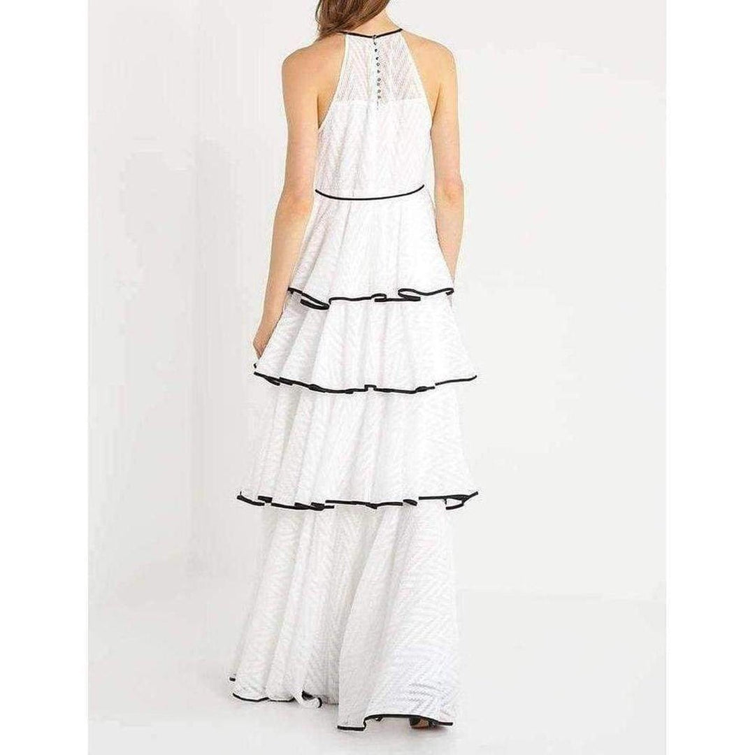 White Tiered Chevron Gown
