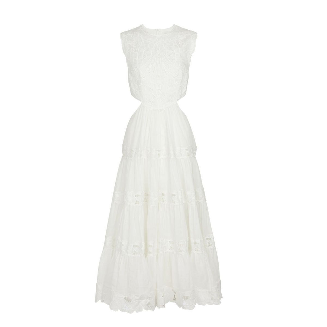 Zimmermann-Cassia Embroidered Linen and Ramie Dress - Runway Catalog