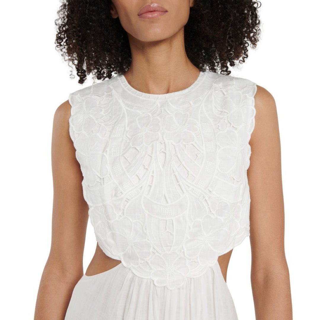 Cassia Embroidered Linen and Ramie Dress
