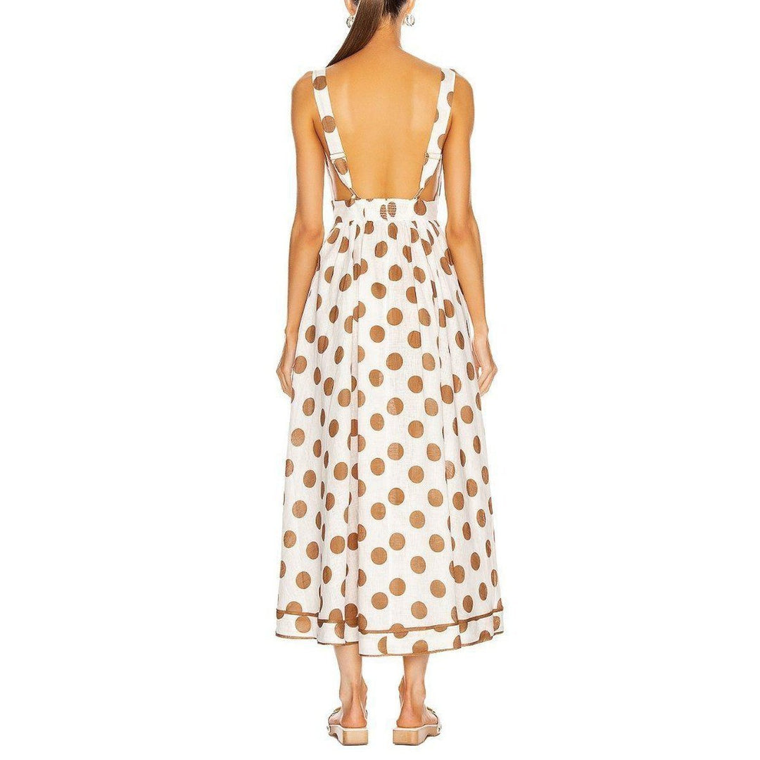 Empire Polka-dot Linen Dress
