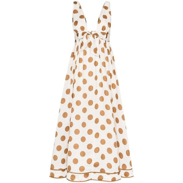 Zimmermann-Empire Polka-dot Linen Dress - Runway Catalog